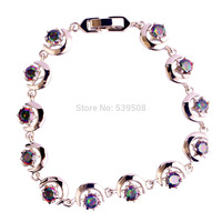 2015 New Moon Style Mysterious Rainbow Sapphire 925 Silver Bracelets Diverting Nice Jewelry Gift Wholesale 17.5CM Free Shipping
