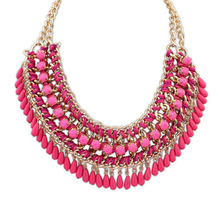 New 4 color hot Arrival big gem necklaces& pendants Trendy fashion bubble bib choker chunky statement necklace women jewelry