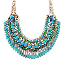 New 4 color hot Arrival big gem necklaces pendants Trendy fashion bubble bib choker chunky statement