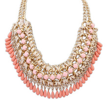 New 4 color hot Arrival big gem necklaces pendants Trendy fashion bubble bib choker chunky statement