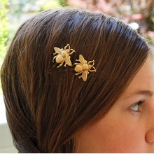 2015 New fashion matted gold honey bee Hairpins for women hair clips accessories jewel grampos para cabelo bijoux wholesale