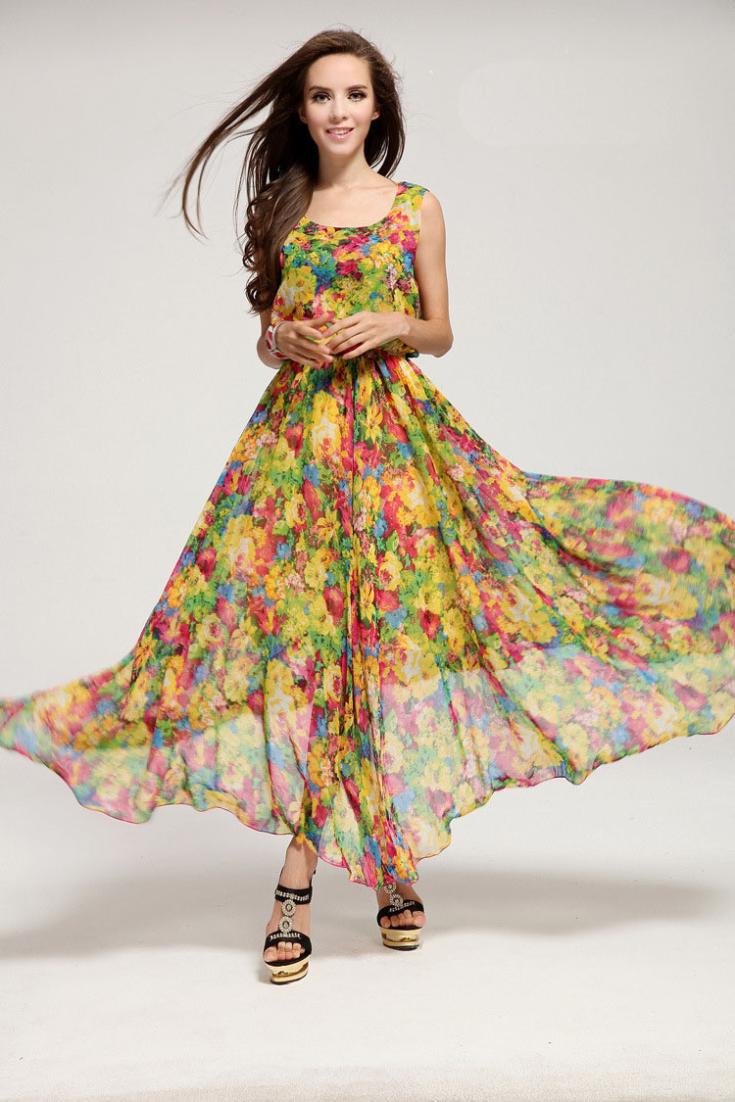 фото платья из шифона цветного