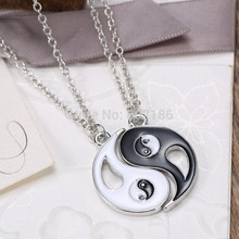2P Yin Yang Pendant Necklace Black White Couple Sister Friend Friendship Jewelry Unique Personalized Gifts
