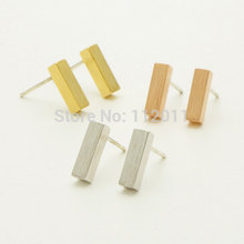 Free Shipping 30pairs/lot-2015 Gold/Silver Fine Jewlery Stainless Steel Geometric Bar Charm Stud Earrings for Women
