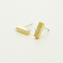 Free Shipping 30pairs lot 2015 Gold Silver Fine Jewlery Stainless Steel Geometric Bar Charm Stud Earrings