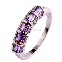 2015 Dreamlike Women Jewelry Purple Amethyst Fashion 925 Silver Ring Size 7 8 9 10 11 12 Wholesale Free Shipping New Style