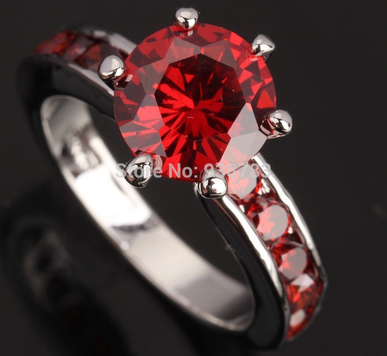 Fashion Jewelry GORGEOUS Red Garnet Silver Rings US Size 6 7 8 9 T0399