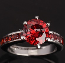 Fashion Jewelry GORGEOUS Red Garnet Silver Rings US Size 6 7 8 9 T0399