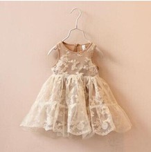2015 new spring summer Korea style girls flower lace embroidered tutut pricess dress kids girl sleeveless