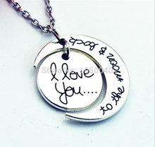 Hot Sale Charm Family Gift Personal I LOVE YOU TO THE MOON AND BACK Moon Pendant