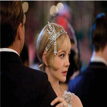 2014 Fashion Hair Accessories The Great Gatsby DAISY Crystals Pearl Tassels Hair HoopHeadband Bracelet Set Wedding