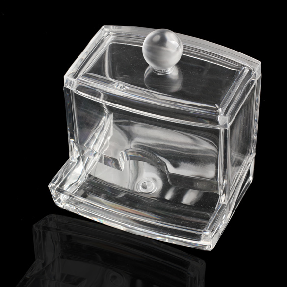 New Design Clear Acrylic Cotton Swab Q tip Storage Holder Box Cosmetic Makeup Case NVIE