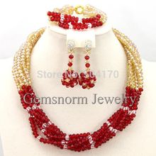 Women Party Jewelry Set African Costume Jewelry Set Indian Crystal Beads Necklace Set Free Shipping GS971