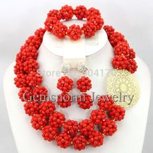 African Wedding Jewelry Sets 18k Popular Crystal Balls Fashion Beads Set Jewelry Set Dubai Hot Free