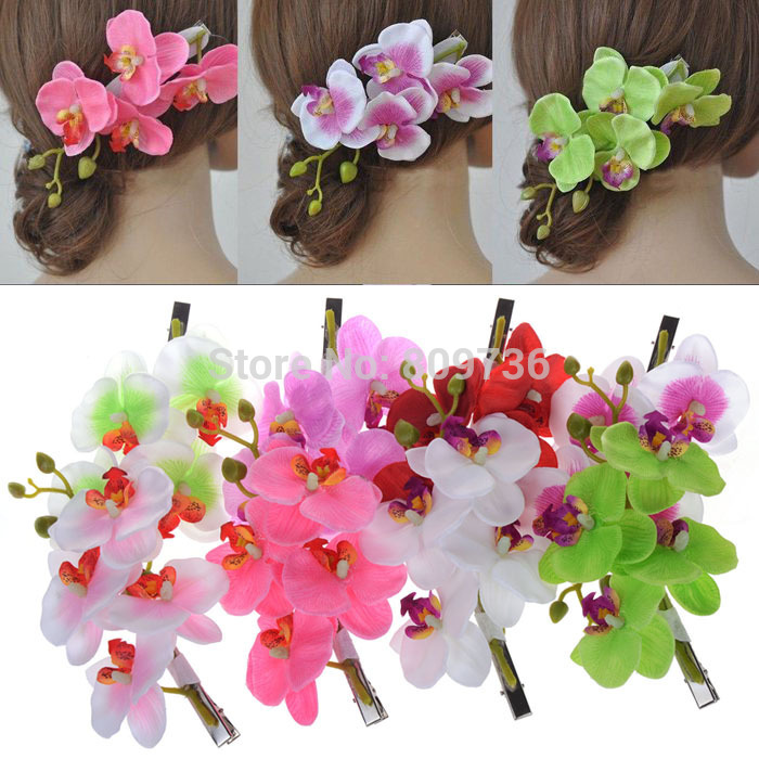 New Hot Orchid Flower Hair Clip Bridal Wedding Hair Jewelry Boho Hawaii Prom Party Decor Hairpin