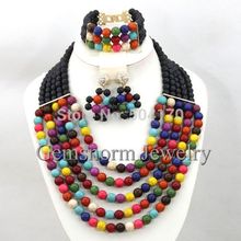 Fashion Ribbon Turquoise Beads Necklace Set Turquoise Wedding Jewelry Unique Statement Necklace Free Shipping TN115