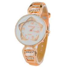 2015 New Female Form Round Imitation Diamond Jewelry Bracelet Rhinestone Rose Gold Watch Fashion Quartz Watches