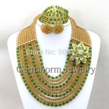 2015 Latest Fashion Women Costume Jewelry Set Nigerian Wedding Crystal Necklace Set Hot Sale Jewelry Set