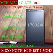 Original NOTE MIZO 4G LTE Phone celular Quad Core MTK6582 6950 5.5 Octa Dual SIM GPS WCDMA Android4.4.2 smartphone Mobile Phone