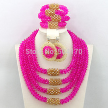 Exclusive Nigerian Indian Bridal Beads Jewelry Set Handmade Crystal Statement Necklace Set New Free Shipping GS984