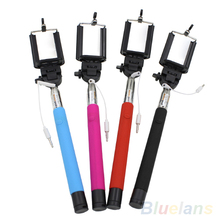 10356 Extendable Selfie Wired Stick Phone Holder Remote Shutter Monopod For iPhone 1TNP