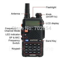 Fast shipping BAOFENG UV 5R dual band walkie talkie with 1800mAH Battery free earphone for RU