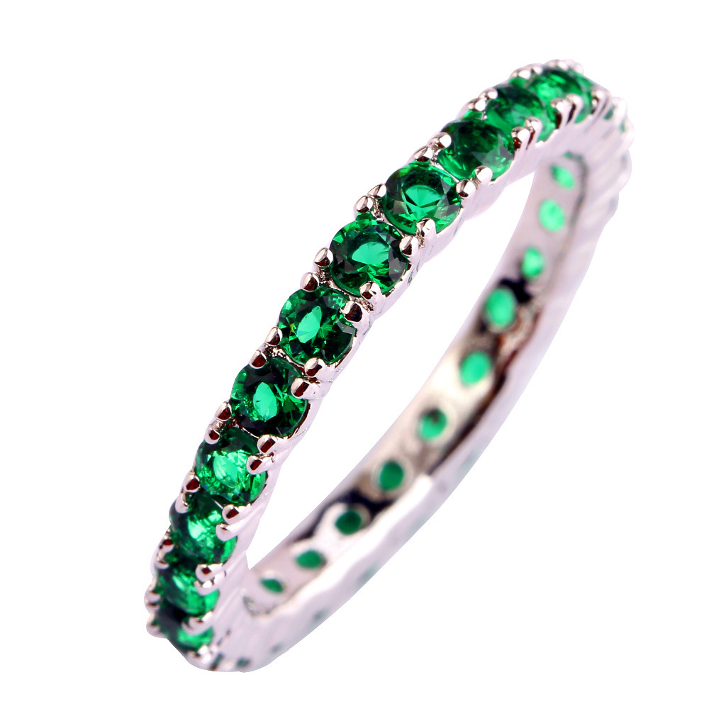 2015 Women New Fashion Party Jewelry Cupid Green Emerald Quartz 925 Silver Ring Size 6 7