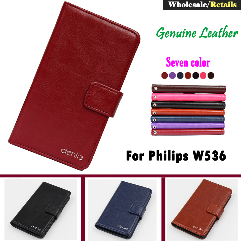 For Philips W536 7 Colors Flip Genuine Leather Smartphone Slip resistant Case For Philips W536 Pouch