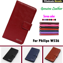 For Philips W536 7 Colors Flip Genuine Leather Smartphone Slip-resistant Case For Philips W536 Pouch Cover Bifold Card Wallet