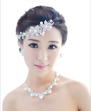 2015 Fashion Crystal Pearl Flower Party Wedding Hair Accessories Bridal Headband Tiara Headwear Silver Plated ZXC75