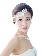 2015 Fashion Crystal Pearl Flower Party Wedding Hair Accessories Bridal Headband Tiara Headwear Silver Plated ZXC75