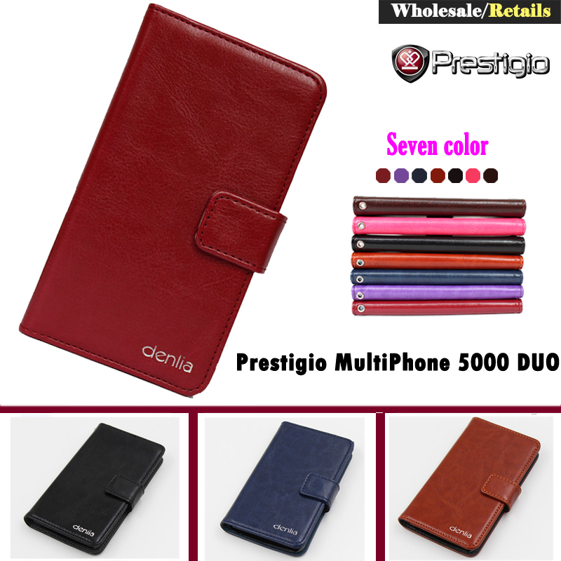 Luxury Flip Genuine Leather Smartphone Slip resistant Case For Prestigio MultiPhone 5000 DUO Pouch Cover Bifold