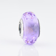 Fits Pandora Charms Bracelet 925 Sterling Silver Purple Glass Beads Original Charm Women DIY Jewelry Drop Shipping