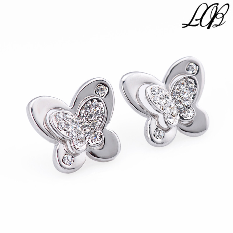 2015-Fashion-Jewelry-White-Gold-Stud-Earrings-for-Women-Butterfly ...