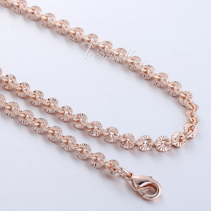 4MM CUT Rolo Round Link Womens Chain Ladies Girls 18K Rose Yellow Gold Filled GF Necklace