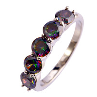 Women New Fashion Jewelry Adorable Multi Color Rainbow Sapphire 925 Silver Ring Size 6 7 8 9 10 Wholesale Free Shipping