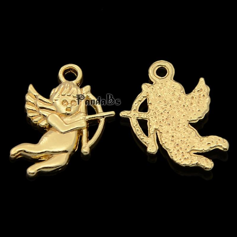 Cadmium Free Nickel Free Lead Free Unfading Golden Alloy Pendants Cupid 21x15x2mm Hole 2mm