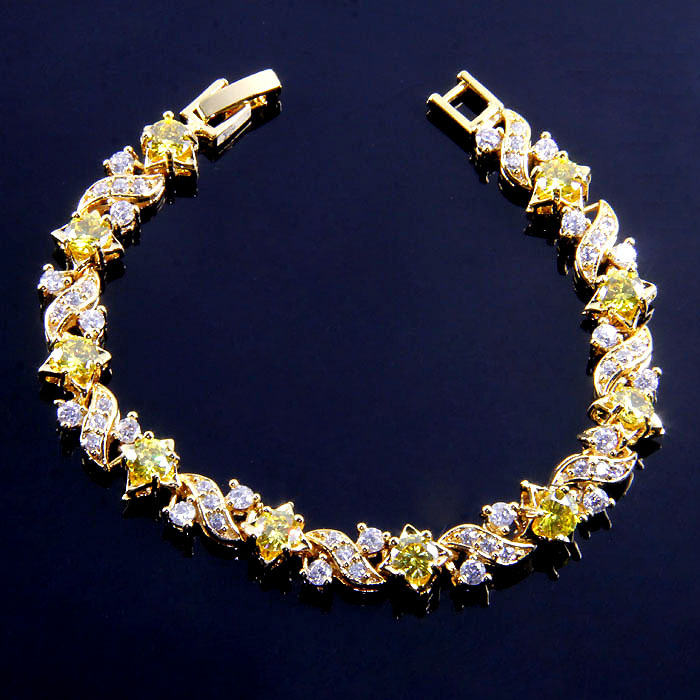 nice looking bracelet size 18cm 18k real yellow gold plated alluring honey citrine LK0191 168JEWELRY