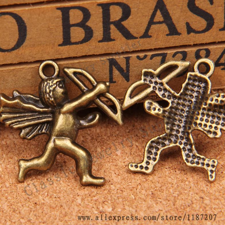 Wholesale DIY Jewelry Accessories Antiqued Bronze Tone Vintage Alloy Cupid s Arrow Necklace Pendant Charms 25