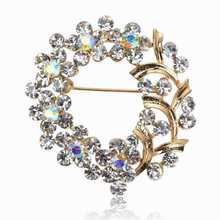 Fashion Jewelry for Women Gold Plated Crystal Bowknot Bridal Brooch Wedding Dress Breastpin Pin Up Brooches