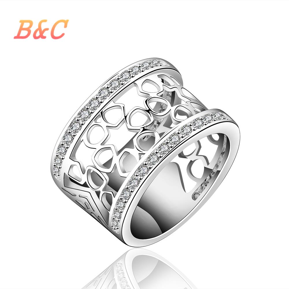 B C Brand silver ring Luxury tungsten ring Famous brand 925 silver ring size 6