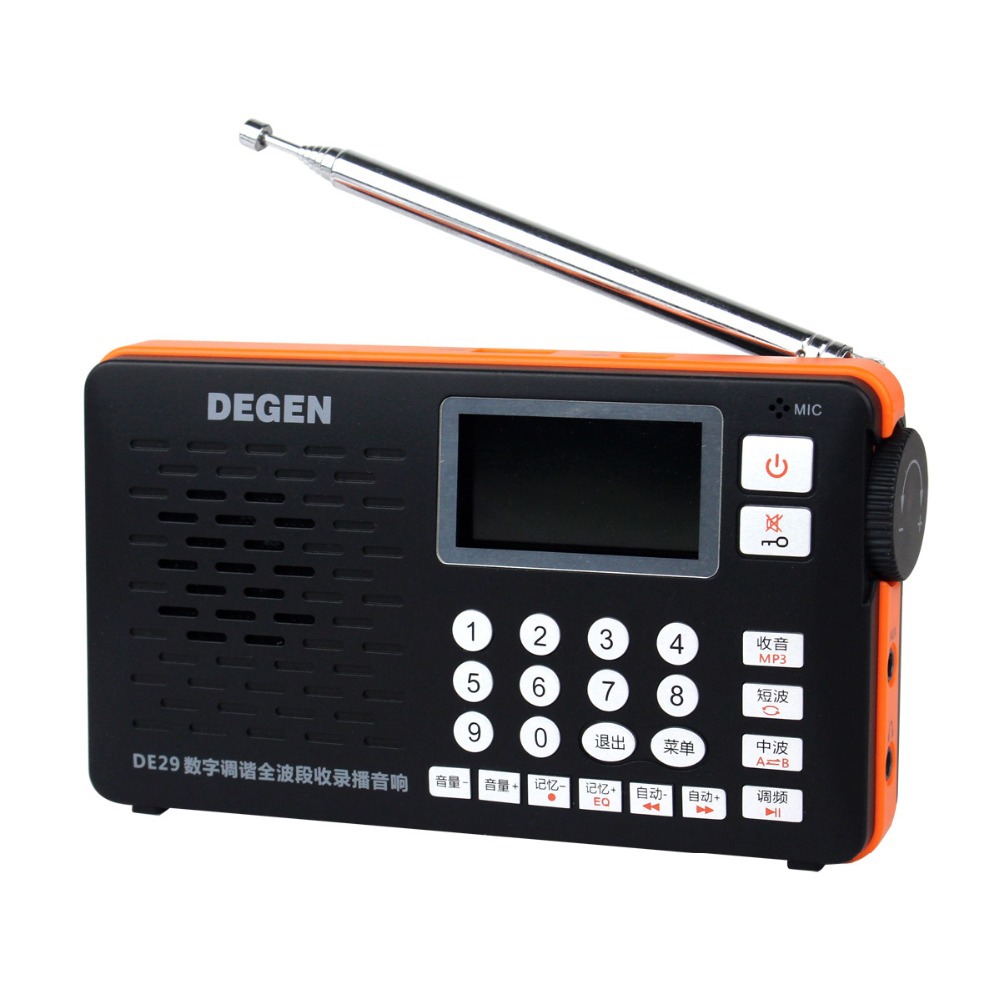 Degen DE29 FM Radio Digital Tuning Full Band Card Receiver Campus Radio Broadcasting Support U Disk