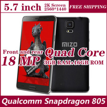 Original MIZO N9100 Qualcomm Snapdragon 805 Quad Core 2.7GHz 18.0MP 5.7″ 2560*1440 3GB RAM 16 ROM Android 5.0 cell mobile phone