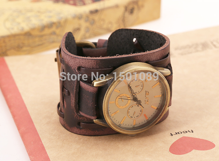 European and American export trade jewelry vintage leather bracelet watch men watch wholesale personalized leather bracelet