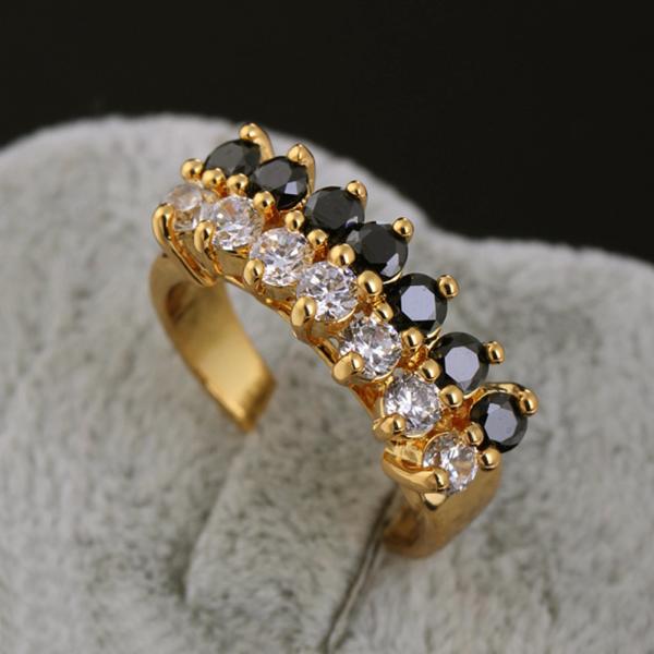 Free Shipping 18K Gold Filled Rings White Black Crystals CZ Eternal Engagement Love Rings For Women