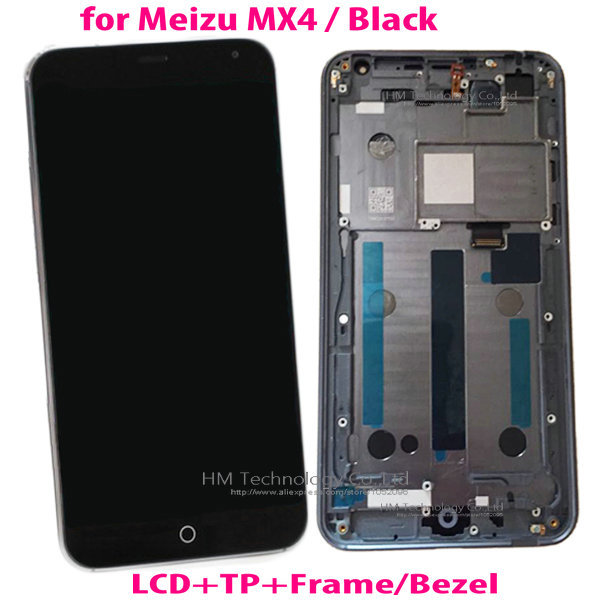 Black LCD TP Frame for Meizu MX4 LCD Display Touch Screen Glass Digitizer Assembly with Frame