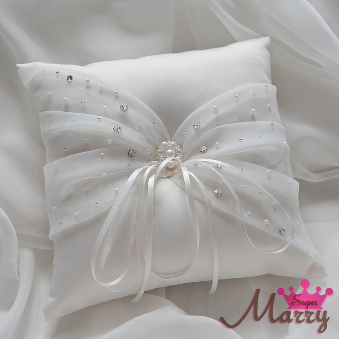 Wedding Ring Pillow 21CM Satin Ring Cushion Handmade Cheap Ring Bearer ...