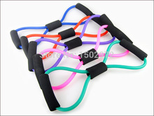 2pcs Yoga Pilates Sport equipment 8 shaped tubing Fitness Resistance Bands Latex Exercise Tubes Elastic Rope free shipping