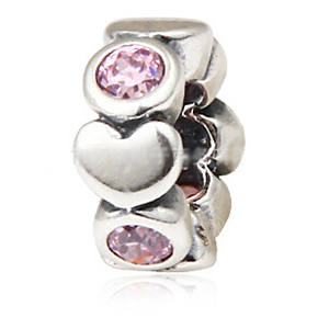 New DIY Big Hole Pink Heart Charms Original 100 Authentic 925 Sterling Silver Beads fit for