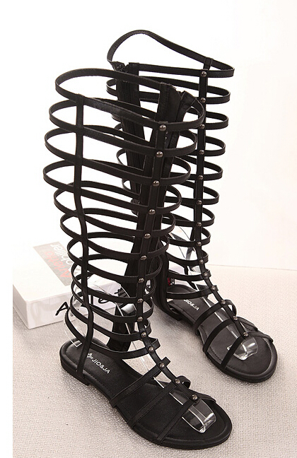 Sexy Knee High boots gladiator Sandals Casual Flat Shoes designer ...